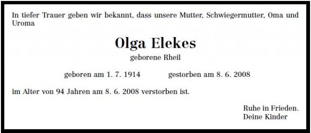 Rheil Olga 1914-2008 Todesanzeige